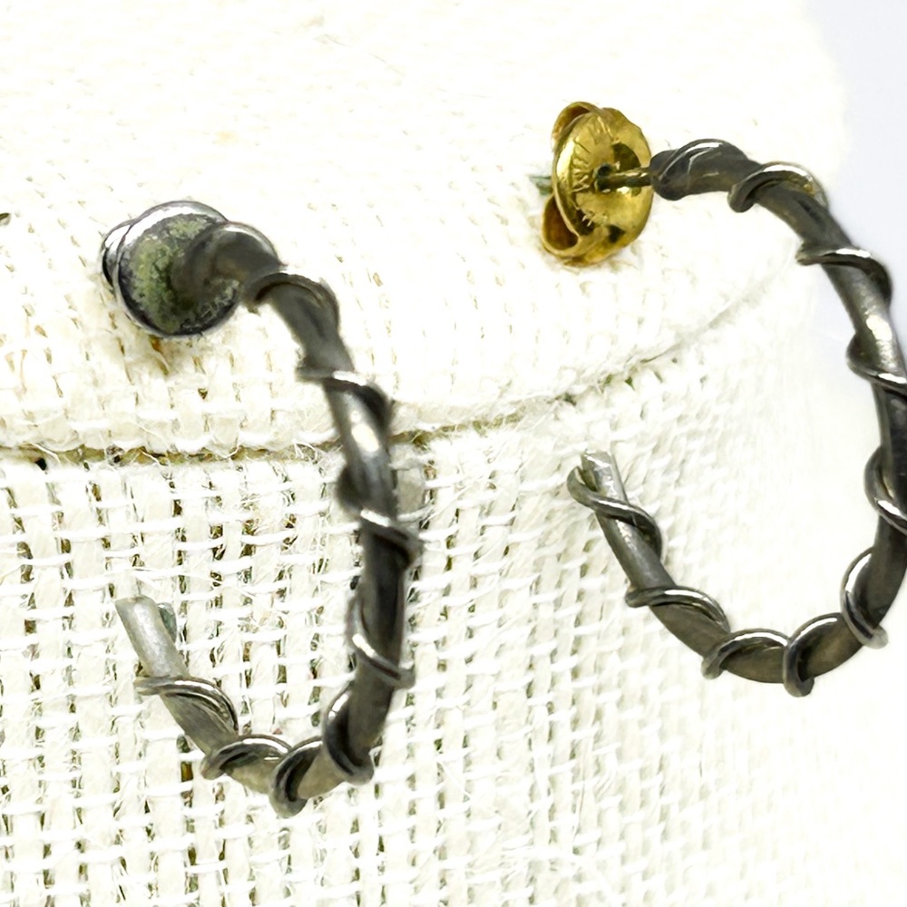 Silvertone Wire Rap Around Hoop Earrings